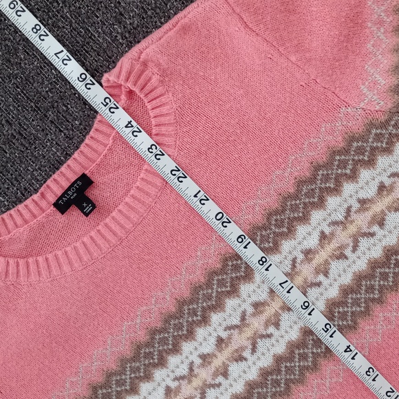 ❄️Talbots❄️ - Pink/Peach Fair Isle Crewneck Sweater - Picture 11 of 12